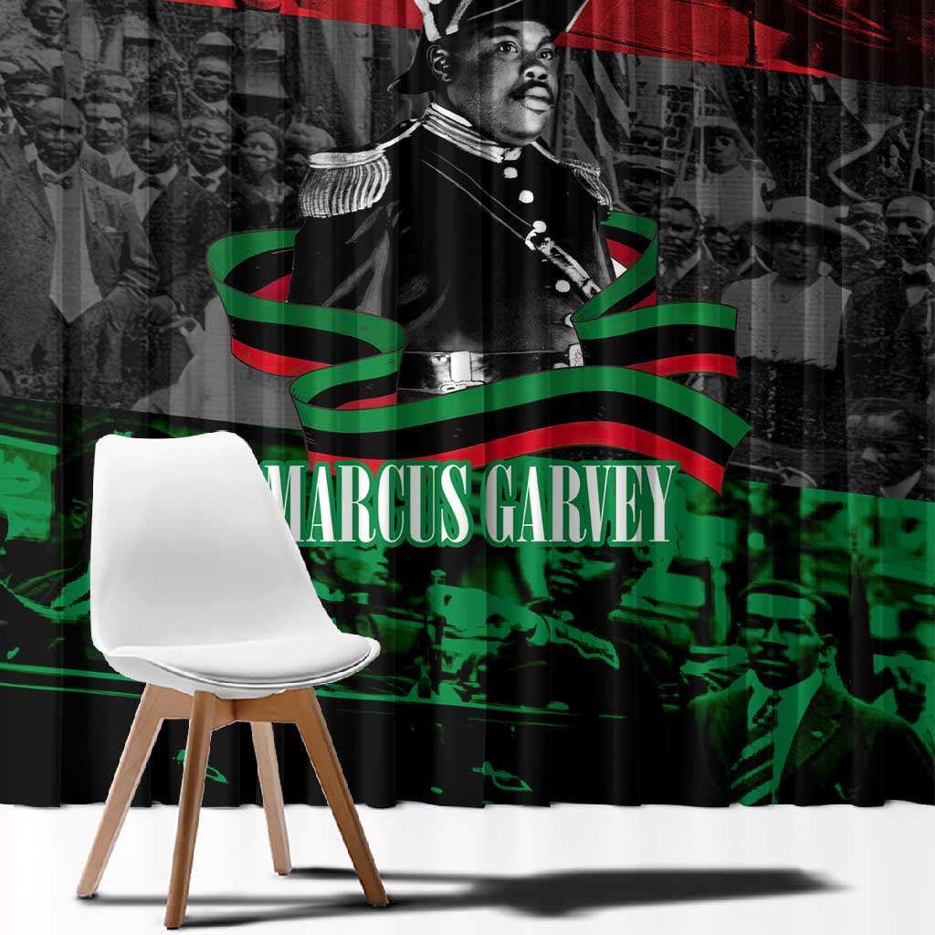 Marcus Garvey Window Curtain Collage Design Progress Is the Attraction Quote Pan African Movement Tribute - African Pride