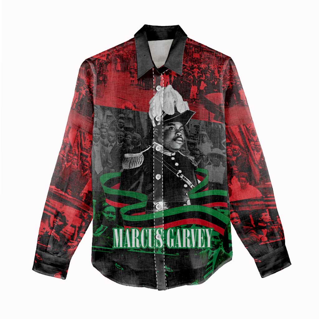Marcus Garvey Women Casual Shirt Collage Design Progress Is the Attraction Quote Pan African Movement Tribute - African Pride