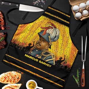Marcus Garvey Apron Yellow African Pattern Design Pan African Flag Civil Rights Movement Tribute - African Pride