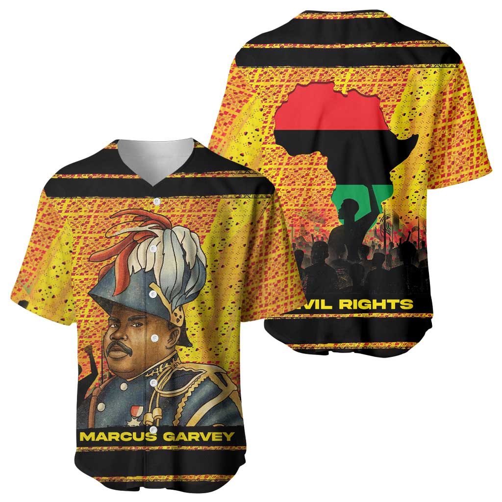 Marcus Garvey Baseball Jersey Yellow African Pattern Design Pan African Flag Civil Rights Movement Tribute TS04