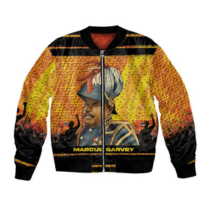 Marcus Garvey Bomber Jacket Yellow African Pattern Design Pan African Flag Civil Rights Movement Tribute - African Pride