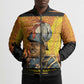 Marcus Garvey Bomber Puffer Jacket Yellow African Pattern Design Pan African Flag Civil Rights Movement Tribute - African Pride