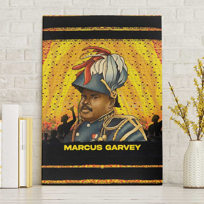 Marcus Garvey Canvas Wall Art Yellow African Pattern Design Pan African Flag Civil Rights Movement Tribute - African Pride