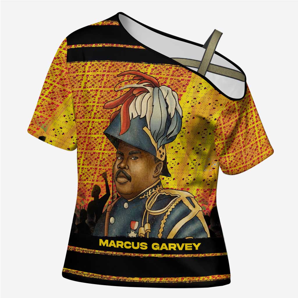 Marcus Garvey Cross Shoulder Shirt Yellow African Pattern Design Pan African Flag Civil Rights Movement Tribute - African Pride