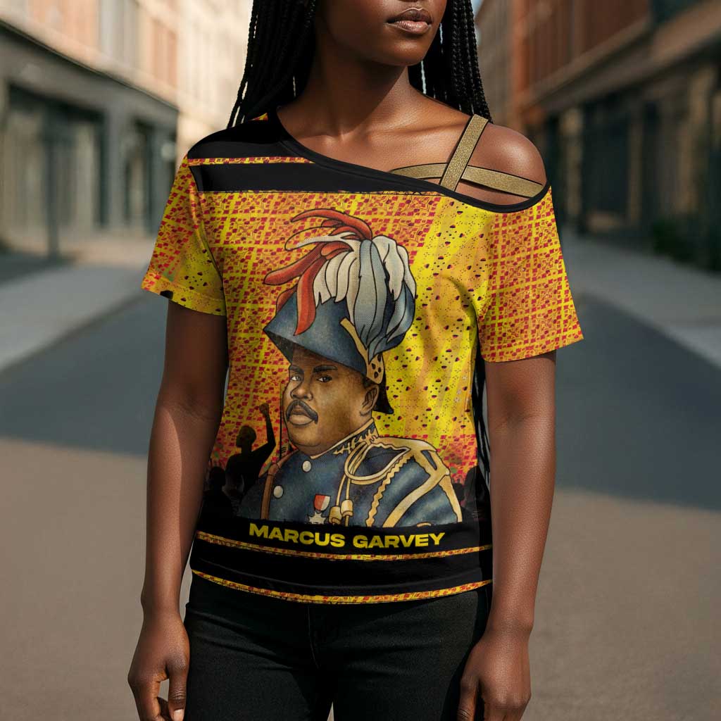 Marcus Garvey Cross Shoulder Shirt Yellow African Pattern Design Pan African Flag Civil Rights Movement Tribute - African Pride