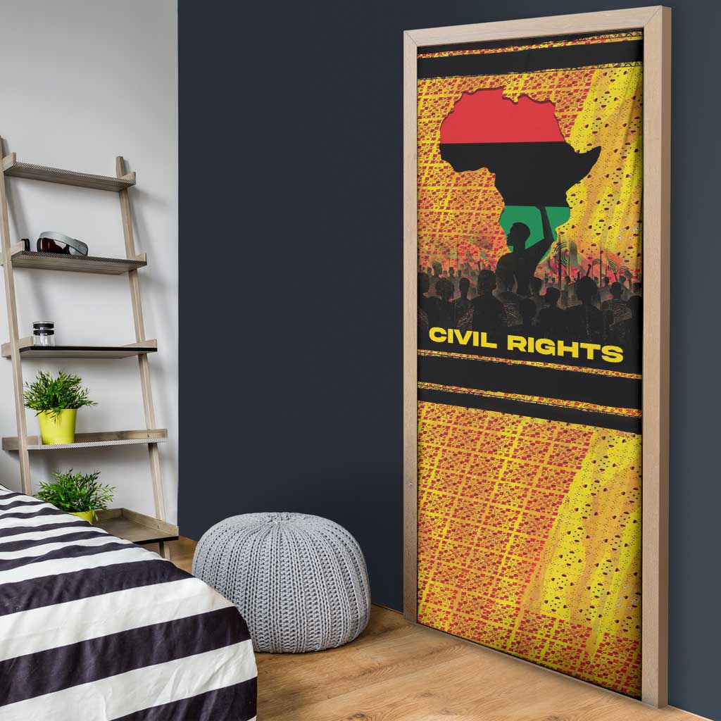 Marcus Garvey Door Cover Yellow African Pattern Design Pan African Flag Civil Rights Movement Tribute - African Pride
