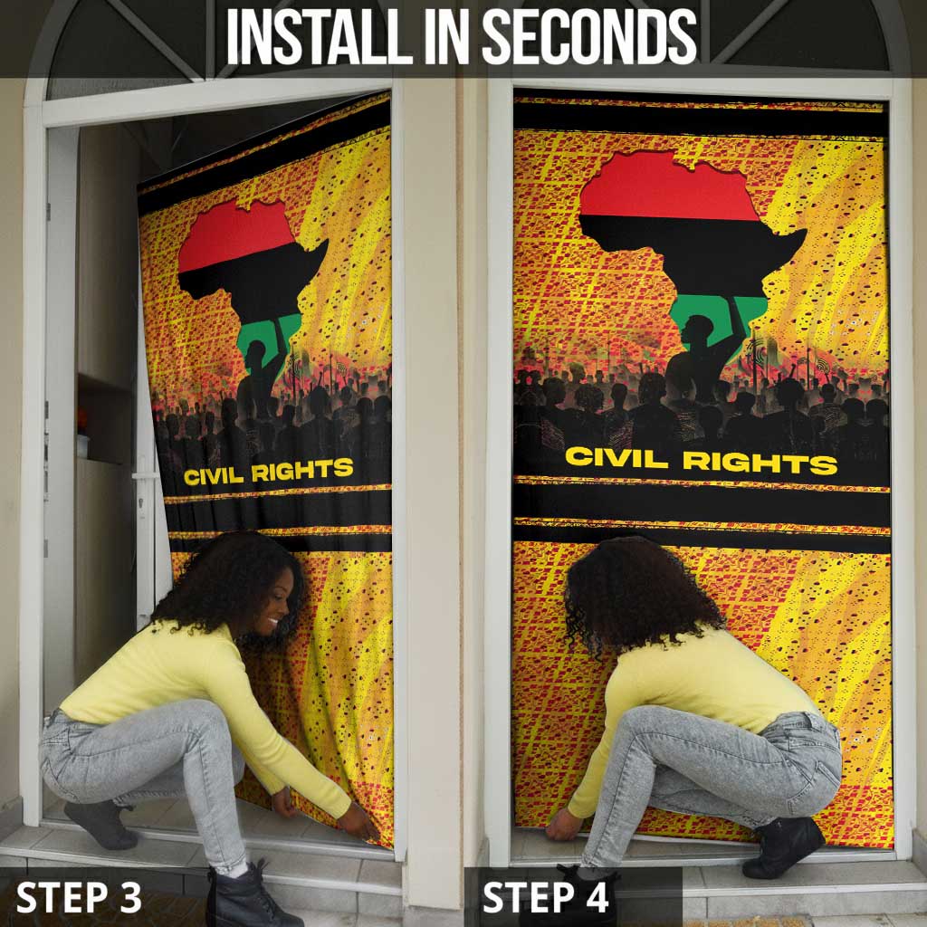 Marcus Garvey Door Cover Yellow African Pattern Design Pan African Flag Civil Rights Movement Tribute - African Pride