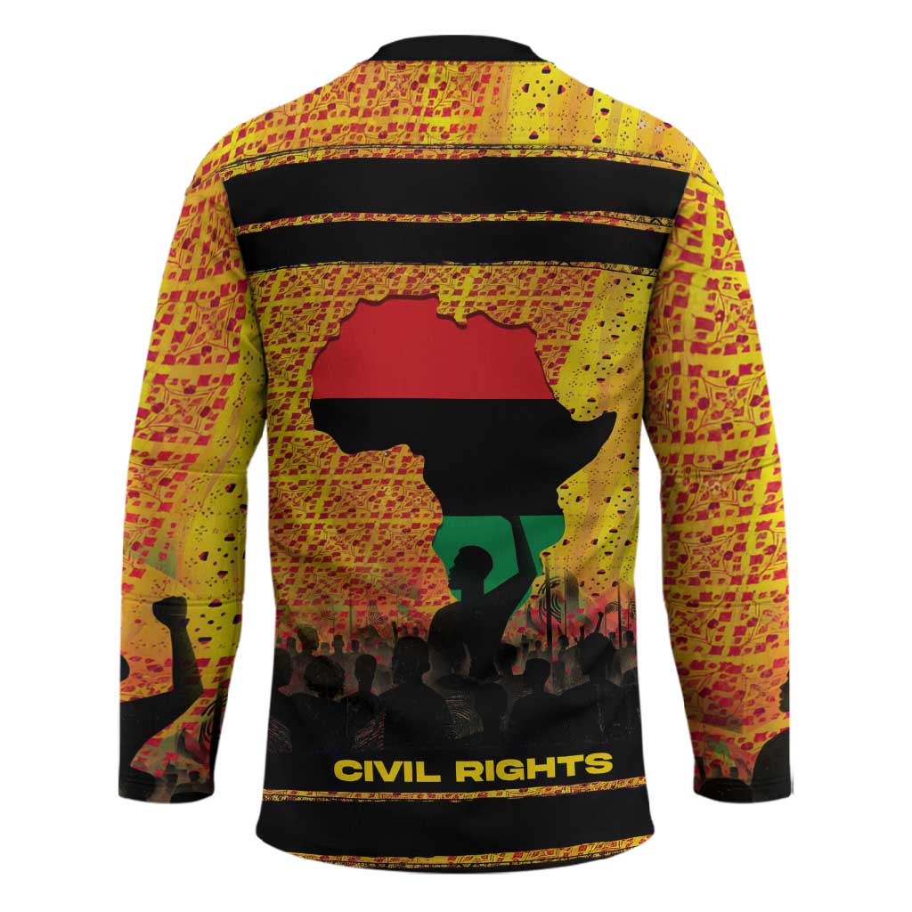 Marcus Garvey Hockey Jersey Yellow African Pattern Design Pan African Flag Civil Rights Movement Tribute - African Pride