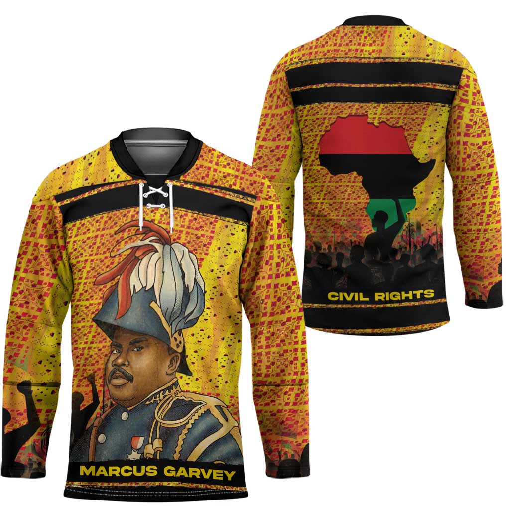 Marcus Garvey Hockey Jersey Yellow African Pattern Design Pan African Flag Civil Rights Movement Tribute - African Pride
