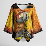 Marcus Garvey Kimono Sleeve Blouse Yellow African Pattern Design Pan African Flag Civil Rights Movement Tribute - African Pride