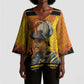 Marcus Garvey Kimono Sleeve Blouse Yellow African Pattern Design Pan African Flag Civil Rights Movement Tribute - African Pride