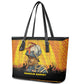 Marcus Garvey Leather Tote Bag Yellow African Pattern Design Pan African Flag Civil Rights Movement Tribute - African Pride
