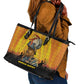 Marcus Garvey Leather Tote Bag Yellow African Pattern Design Pan African Flag Civil Rights Movement Tribute - African Pride