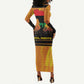 Marcus Garvey Long Sleeve Bodycon Dress Yellow African Pattern Design Pan African Flag Civil Rights Movement Tribute - African Pride