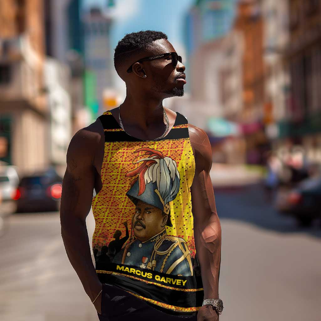Marcus Garvey Men Tank Top Yellow African Pattern Design Pan African Flag Civil Rights Movement Tribute - African Pride