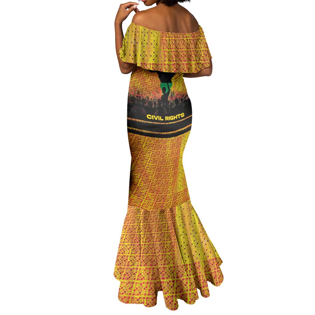 Marcus Garvey Mermaid Dress Yellow African Pattern Design Pan African Flag Civil Rights Movement Tribute - African Pride