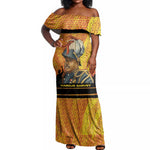 Marcus Garvey Off Shoulder Maxi Dress Yellow African Pattern Design Pan African Flag Civil Rights Movement Tribute - African Pride