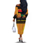 Marcus Garvey Off The Shoulder Long Sleeve Dress Yellow African Pattern Design Pan African Flag Civil Rights Movement Tribute - African Pride