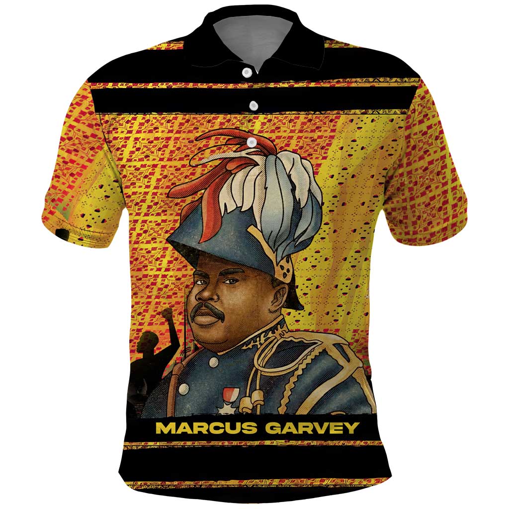 Marcus Garvey Polo Shirt Yellow African Pattern Design Pan African Flag Civil Rights Movement Tribute TS04