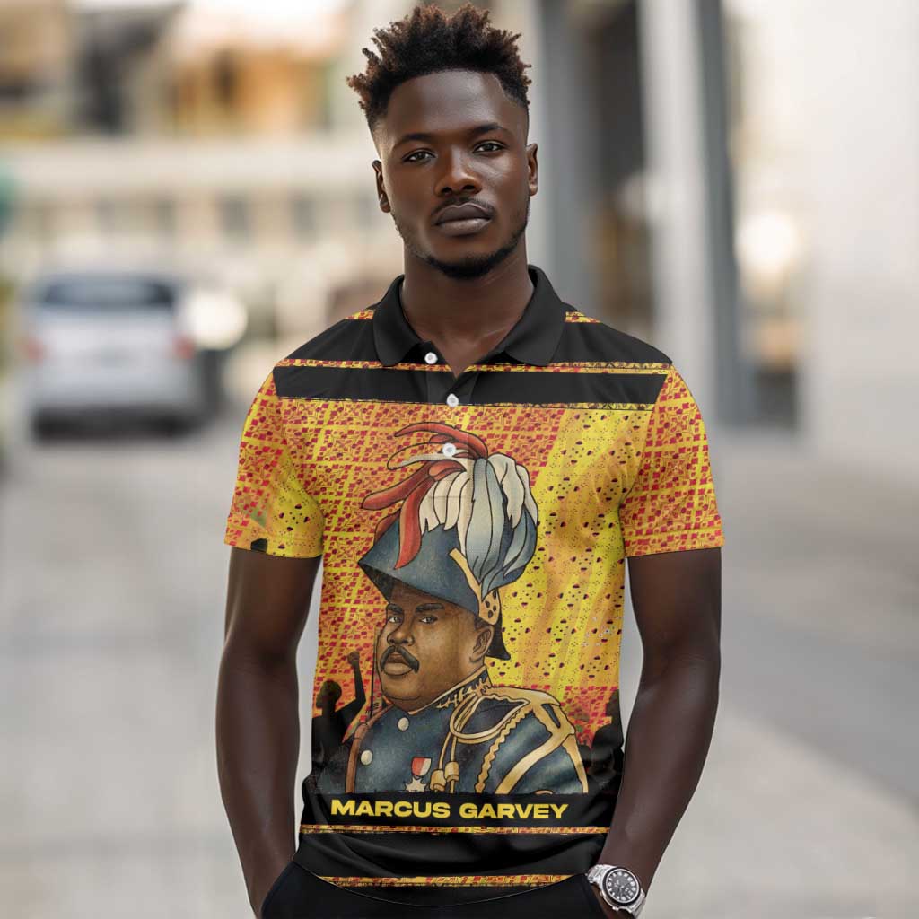 Marcus Garvey Polo Shirt Yellow African Pattern Design Pan African Flag Civil Rights Movement Tribute TS04