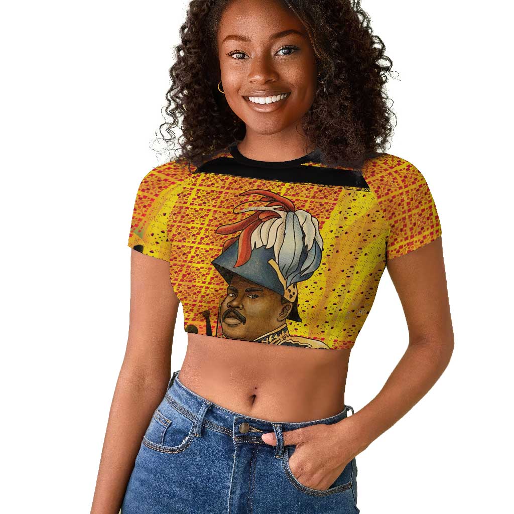 Marcus Garvey Raglan Cropped T shirt Yellow African Pattern Design Pan African Flag Civil Rights Movement Tribute TS04