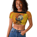 Marcus Garvey Raglan Cropped T shirt Yellow African Pattern Design Pan African Flag Civil Rights Movement Tribute TS04
