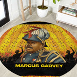 Marcus Garvey Round Carpet Yellow African Pattern Design Pan African Flag Civil Rights Movement Tribute - African Pride