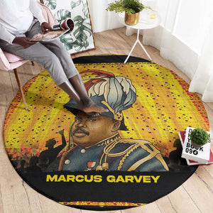 Marcus Garvey Round Carpet Yellow African Pattern Design Pan African Flag Civil Rights Movement Tribute - African Pride