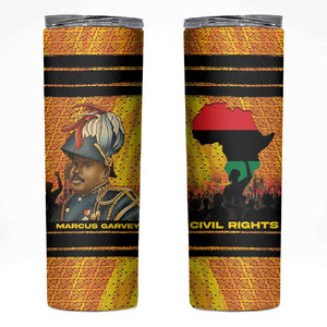 Marcus Garvey Skinny Tumbler Yellow African Pattern Design Pan African Flag Civil Rights Movement Tribute - African Pride