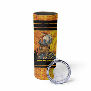 Marcus Garvey Skinny Tumbler Yellow African Pattern Design Pan African Flag Civil Rights Movement Tribute - African Pride