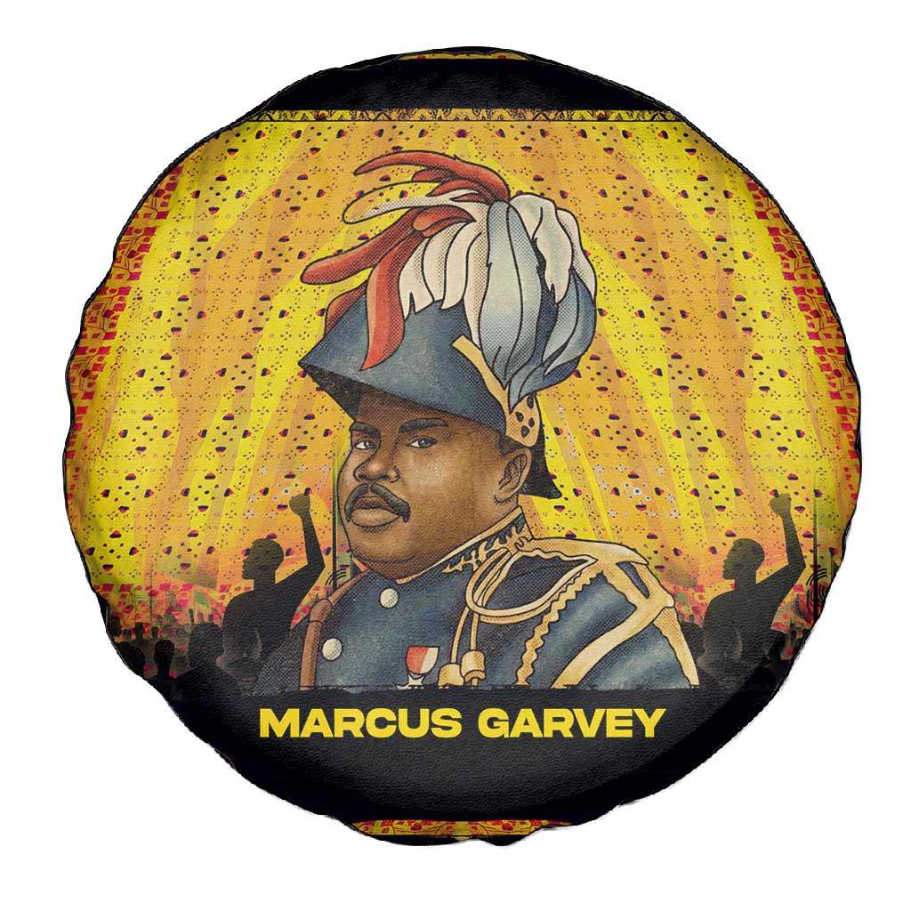 Marcus Garvey Spare Tire Cover Yellow African Pattern Design Pan African Flag Civil Rights Movement Tribute - African Pride