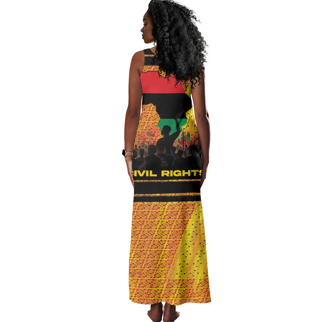 Marcus Garvey Tank Maxi Dress Yellow African Pattern Design Pan African Flag Civil Rights Movement Tribute - African Pride