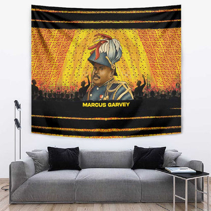 Marcus Garvey Tapestry Yellow African Pattern Design Pan African Flag Civil Rights Movement Tribute - African Pride