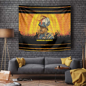 Marcus Garvey Tapestry Yellow African Pattern Design Pan African Flag Civil Rights Movement Tribute - African Pride