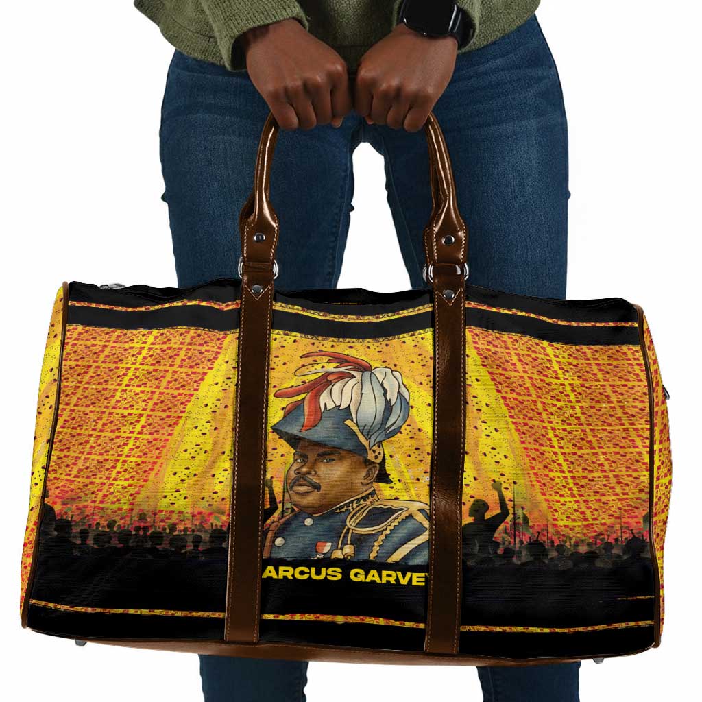 Marcus Garvey Travel Bag Yellow African Pattern Design Pan African Flag Civil Rights Movement Tribute - African Pride