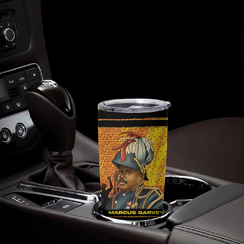 Marcus Garvey Tumbler Cup Yellow African Pattern Design Pan African Flag Civil Rights Movement Tribute - African Pride