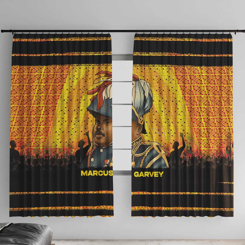 Marcus Garvey Window Curtain Yellow African Pattern Design Pan African Flag Civil Rights Movement Tribute - African Pride