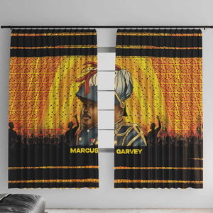 Marcus Garvey Window Curtain Yellow African Pattern Design Pan African Flag Civil Rights Movement Tribute - African Pride