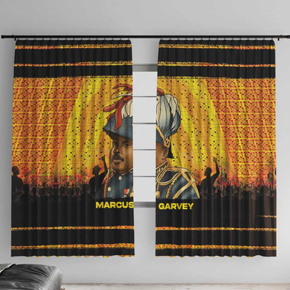 Marcus Garvey Window Curtain Yellow African Pattern Design Pan African Flag Civil Rights Movement Tribute - African Pride