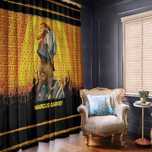 Marcus Garvey Window Curtain Yellow African Pattern Design Pan African Flag Civil Rights Movement Tribute - African Pride