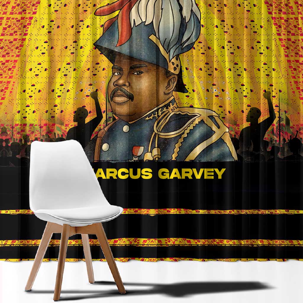 Marcus Garvey Window Curtain Yellow African Pattern Design Pan African Flag Civil Rights Movement Tribute - African Pride