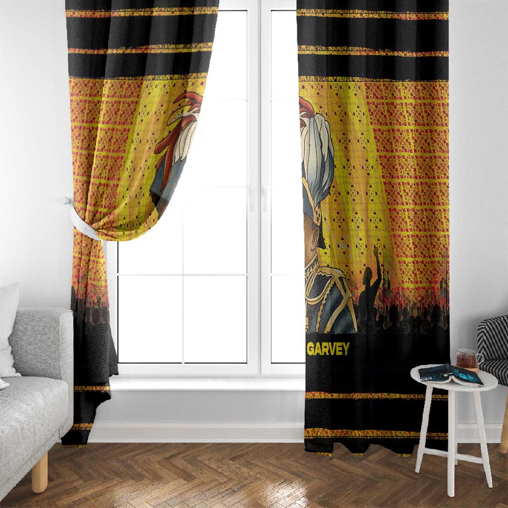 Marcus Garvey Window Curtain Yellow African Pattern Design Pan African Flag Civil Rights Movement Tribute - African Pride