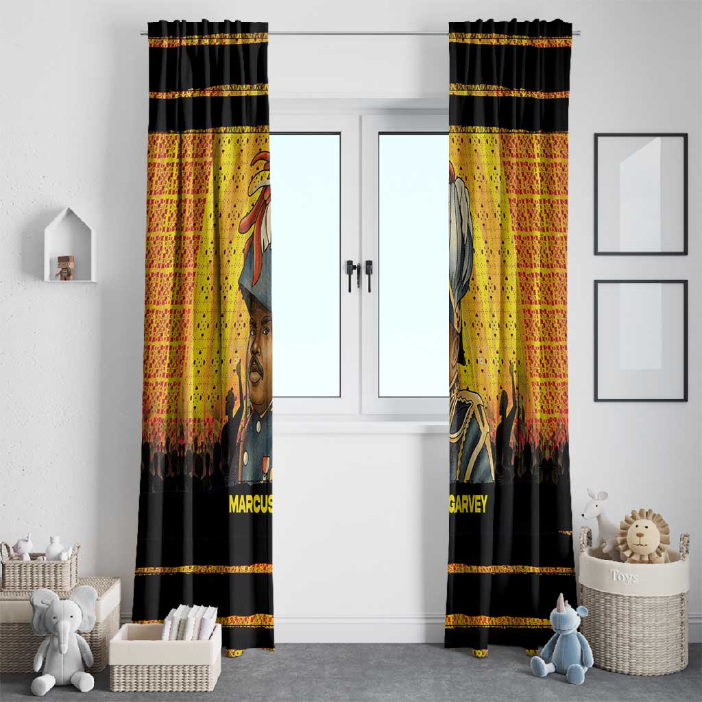 Marcus Garvey Window Curtain Yellow African Pattern Design Pan African Flag Civil Rights Movement Tribute - African Pride