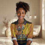 Marcus Garvey Women Casual Shirt Yellow African Pattern Design Pan African Flag Civil Rights Movement Tribute - African Pride