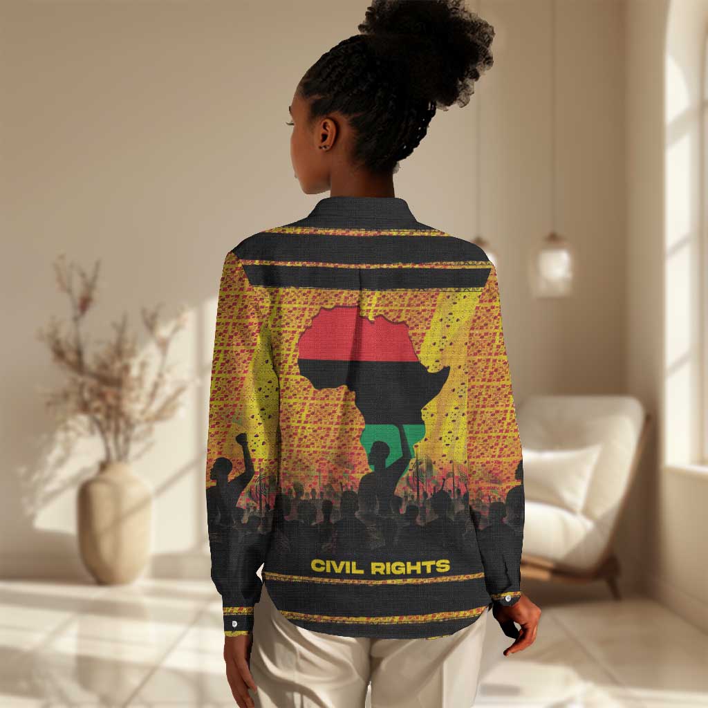 Marcus Garvey Women Casual Shirt Yellow African Pattern Design Pan African Flag Civil Rights Movement Tribute - African Pride