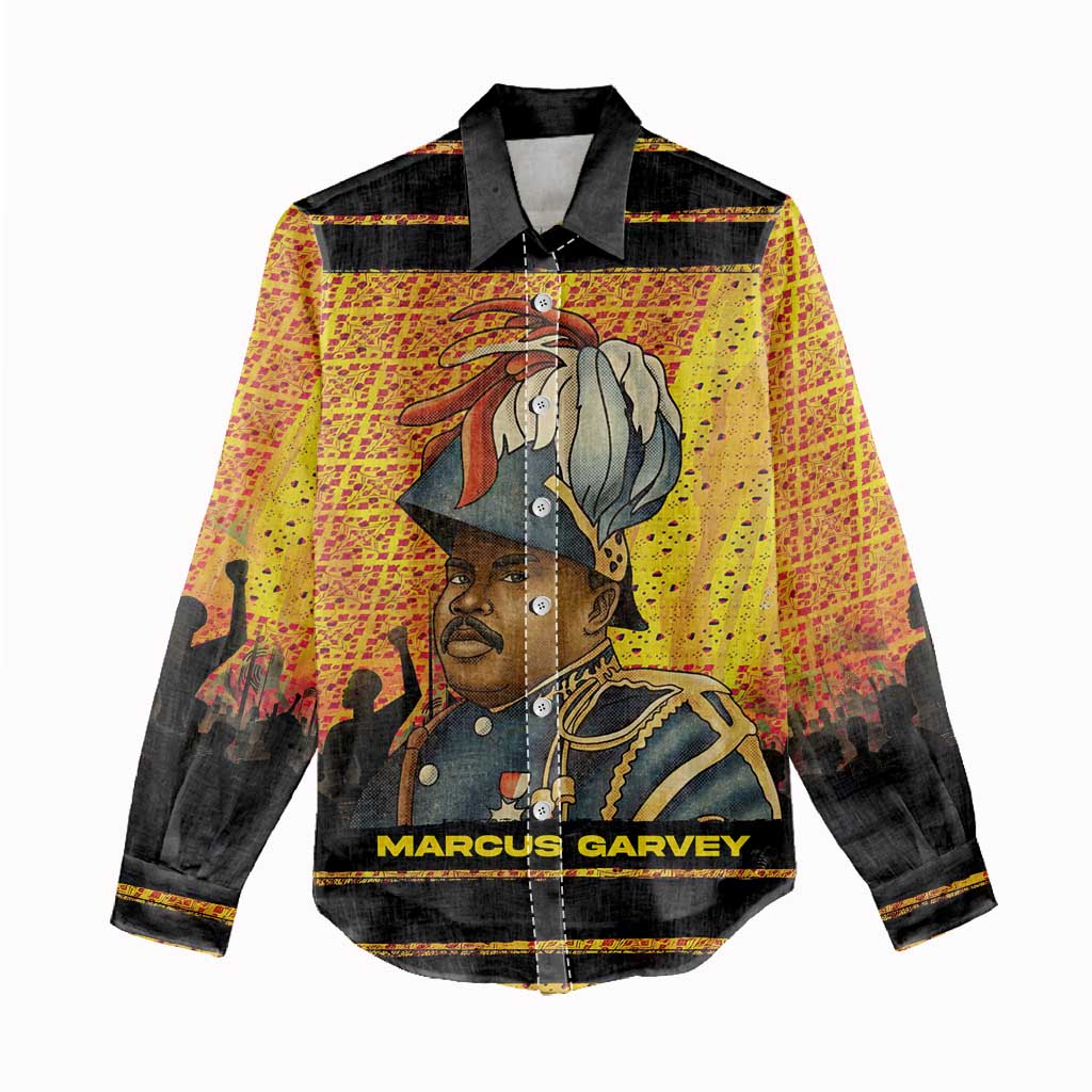 Marcus Garvey Women Casual Shirt Yellow African Pattern Design Pan African Flag Civil Rights Movement Tribute - African Pride