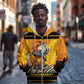 Marcus Garvey Zip Hoodie Yellow African Pattern Design Pan African Flag Civil Rights Movement Tribute - African Pride