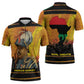 Marcus Garvey Zipper Polo Shirt Yellow African Pattern Design Pan African Flag Civil Rights Movement Tribute - African Pride