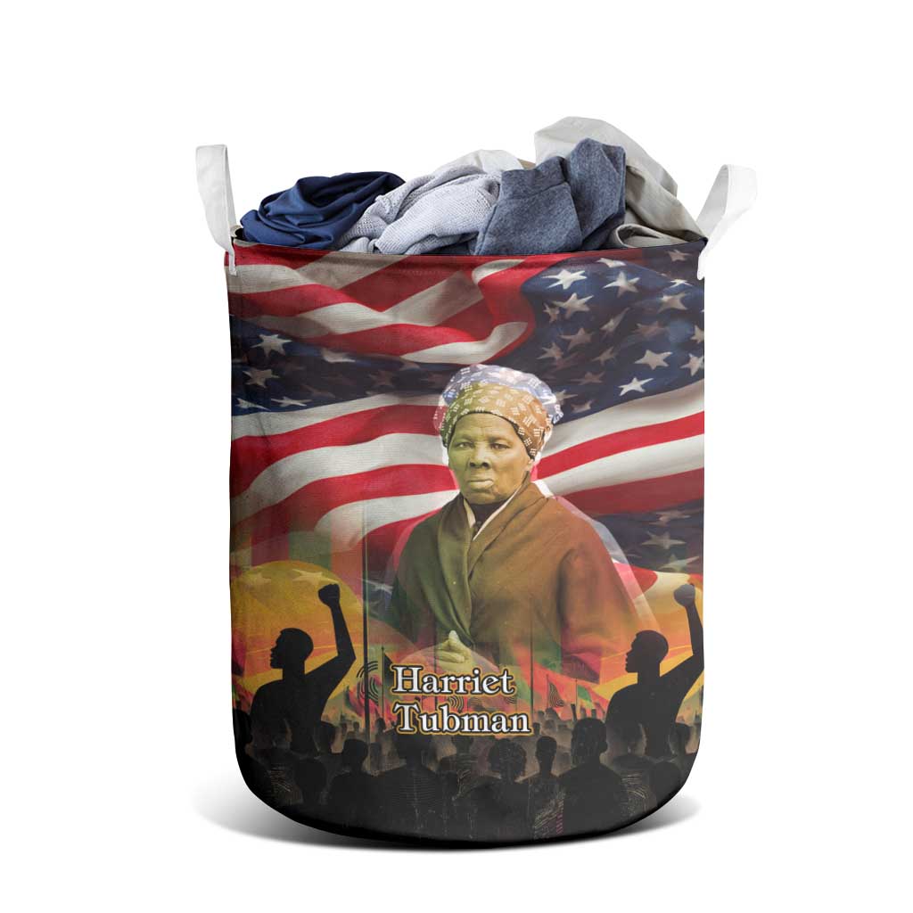 Harriet Tubman Laundry Basket American Flag Background Underground Railroad Quote Powerful Civil Rights - African Pride