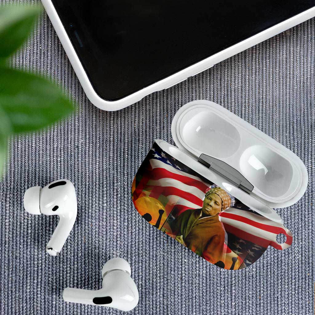 Harriet Tubman AirPods Case American Flag Background Underground Railroad Quote Powerful Civil Rights - African Pride